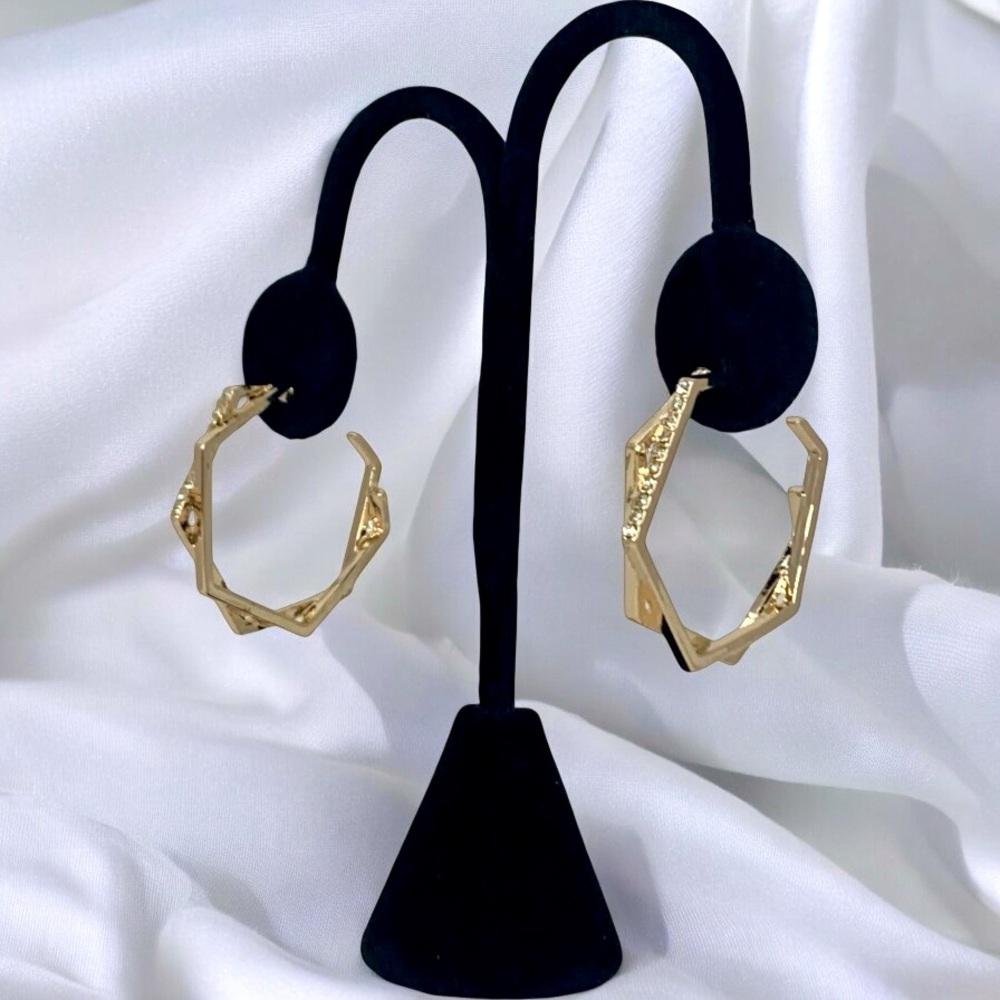 Open Hoop Bijoux Bar Delicates Gold & Plated Octagon Earrings